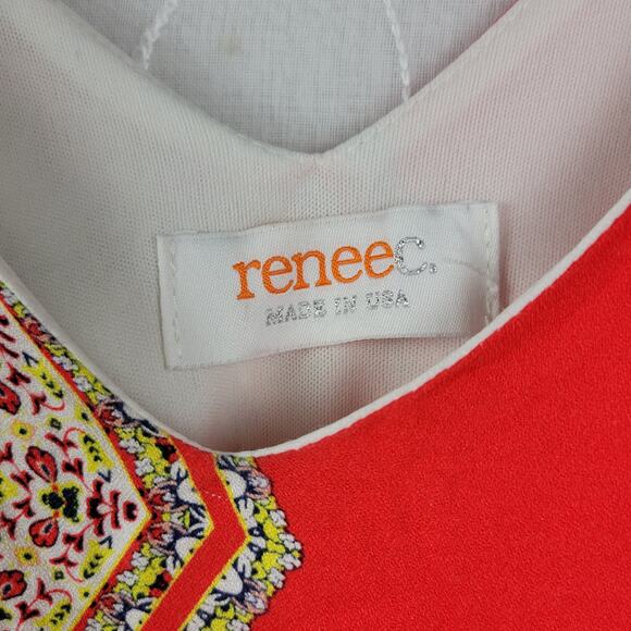 Renee C. Womens Shift Dress Size L Red Bandana Print Spaghetti Strap Scoop Neck - Picture 2 of 8